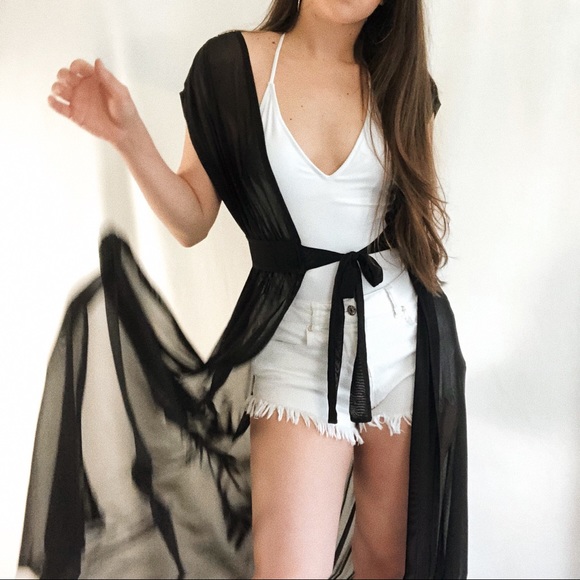 MESH KIMONO COVER-UP — In Off white - Picture 7 of 7